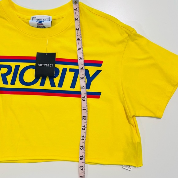 NWT Forever 21 Yellow USPS Priority Mail Short Sleeve Crop Top - Picture 8 of 10